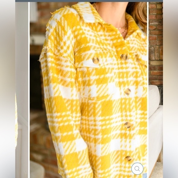 JODIFL Jackets & Blazers - Jodifl Shacket size 1xYellow/gold and white plaid